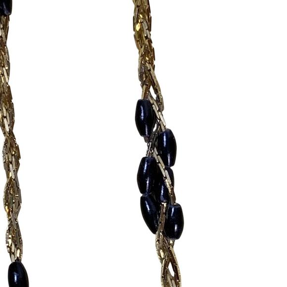 Park Lane Gold 3 Strand Braided Chain w Black Beads Necklace & Bracelet Set - Picture 4 of 5